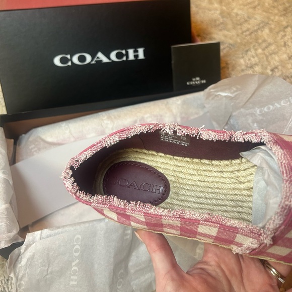 Coach Celina Gingham Espadrille Slip-Ons Women’s Size 11 Authentic BNWT & Box - Picture 5 of 14